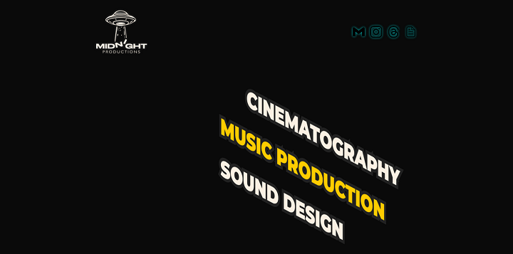 Midnight Productions custom web design project for a Cape Town cinematography studio